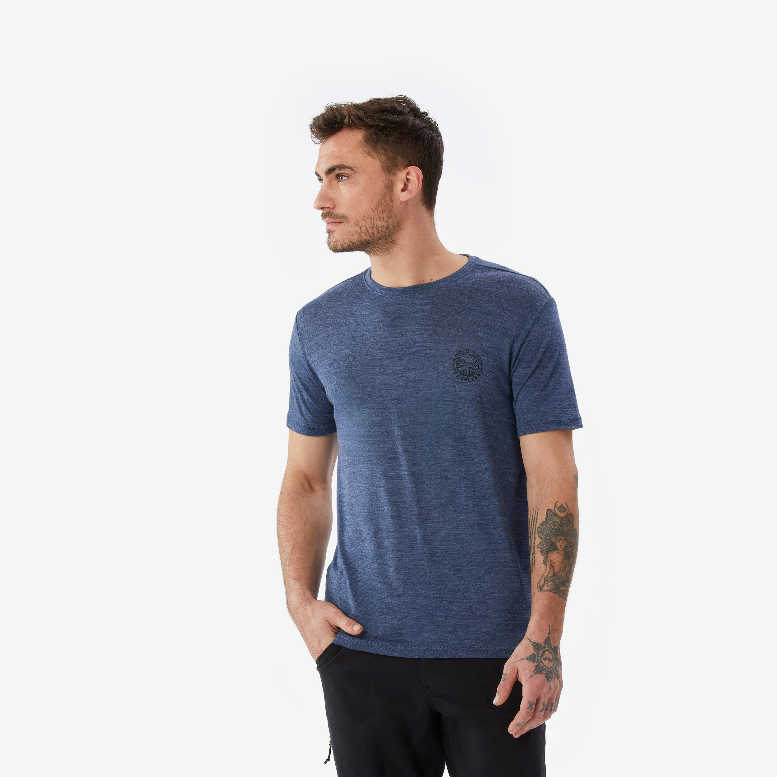 Men’s Merino Wool Trekking T-Shirt, Travel 500 - FORCLAZ