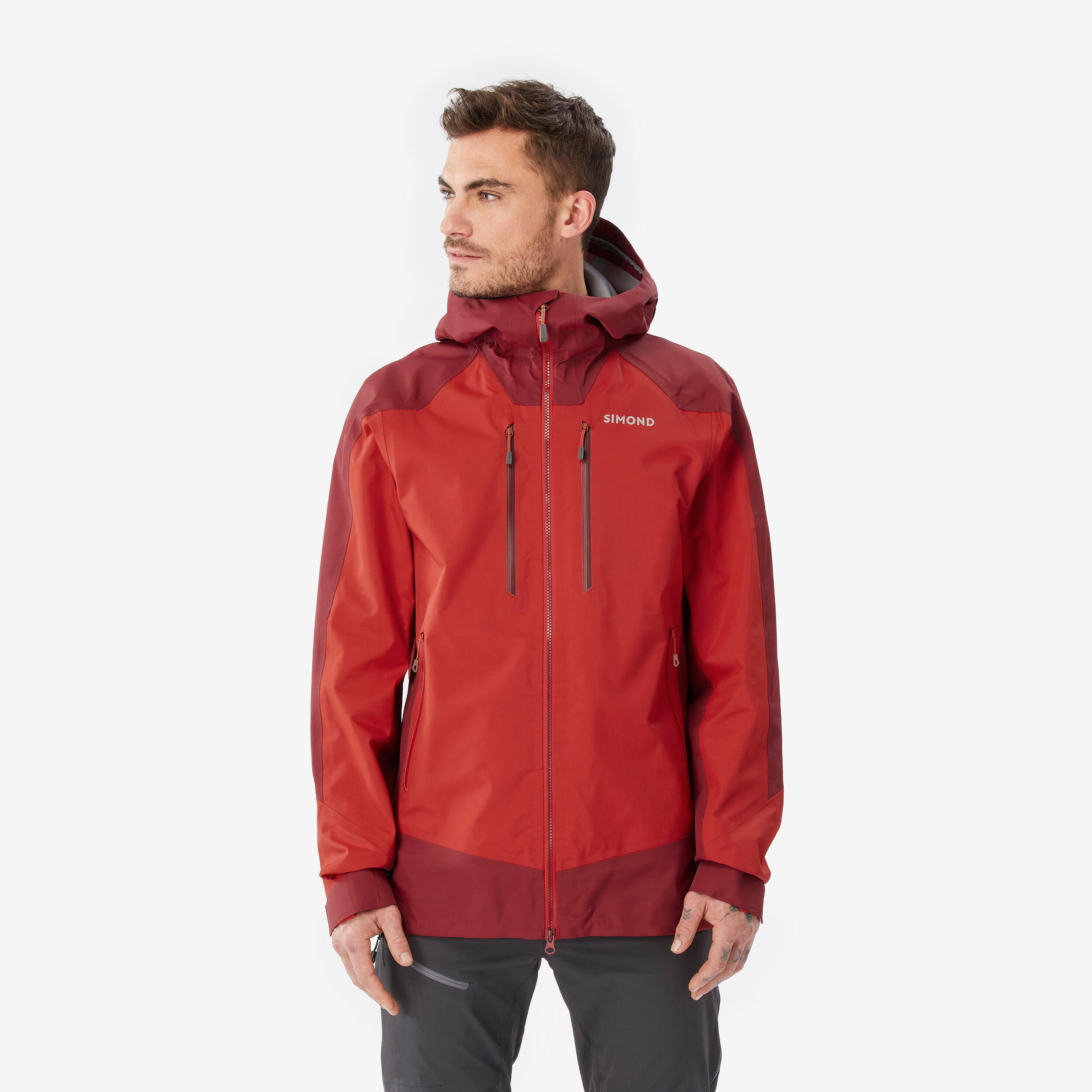 Casaco impermeável de alpinismo evo homem vermelho