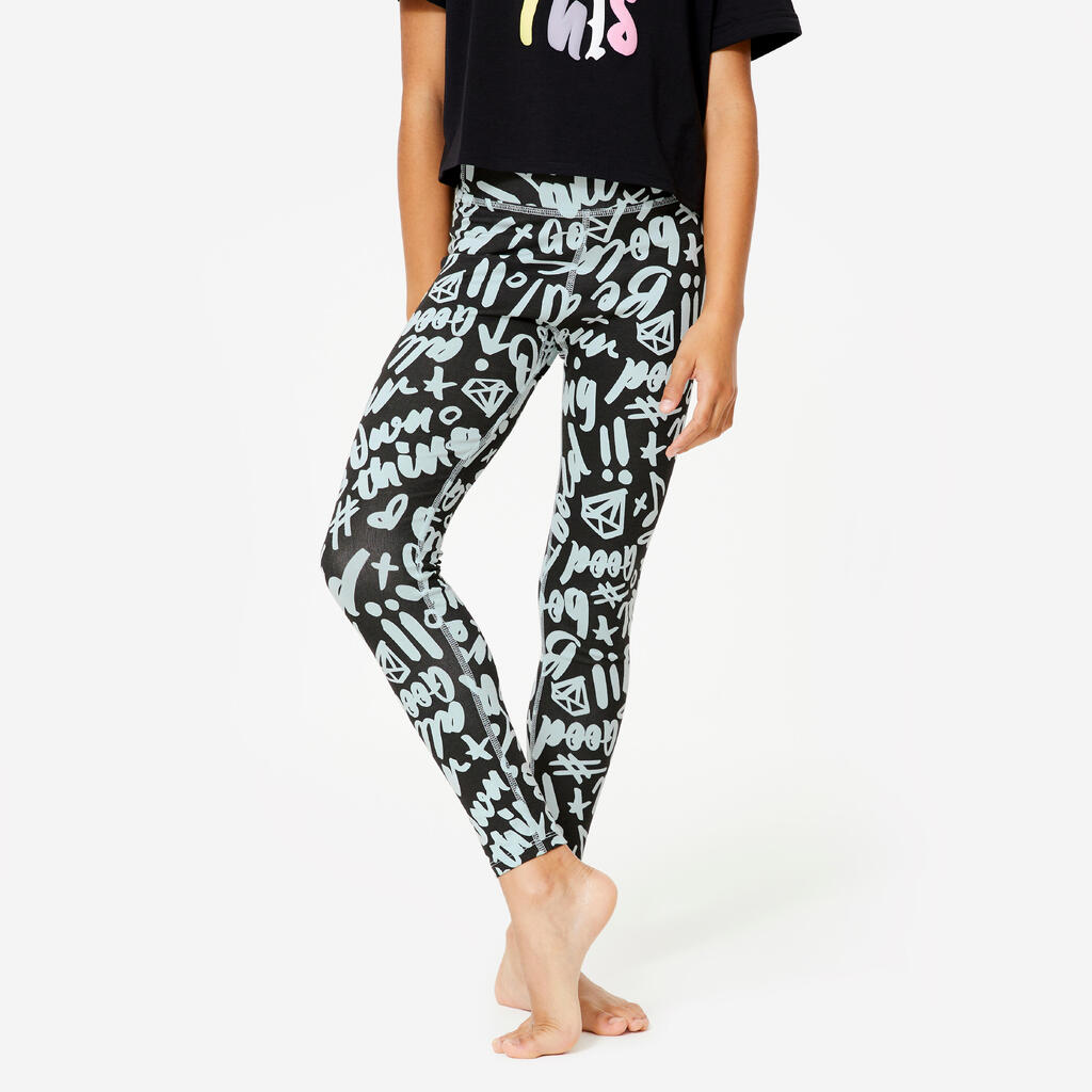 Girls' High-Rise Dance Leggings - Black/Green