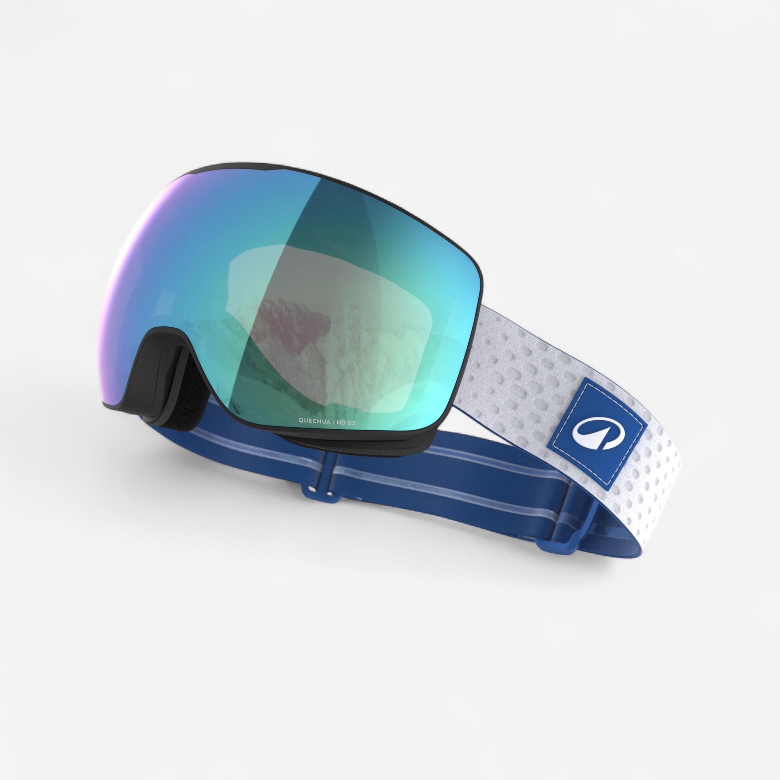 WEDZE Skibril G900 HD S3 zonnig weer kinderen/volwassenen wit/blauw