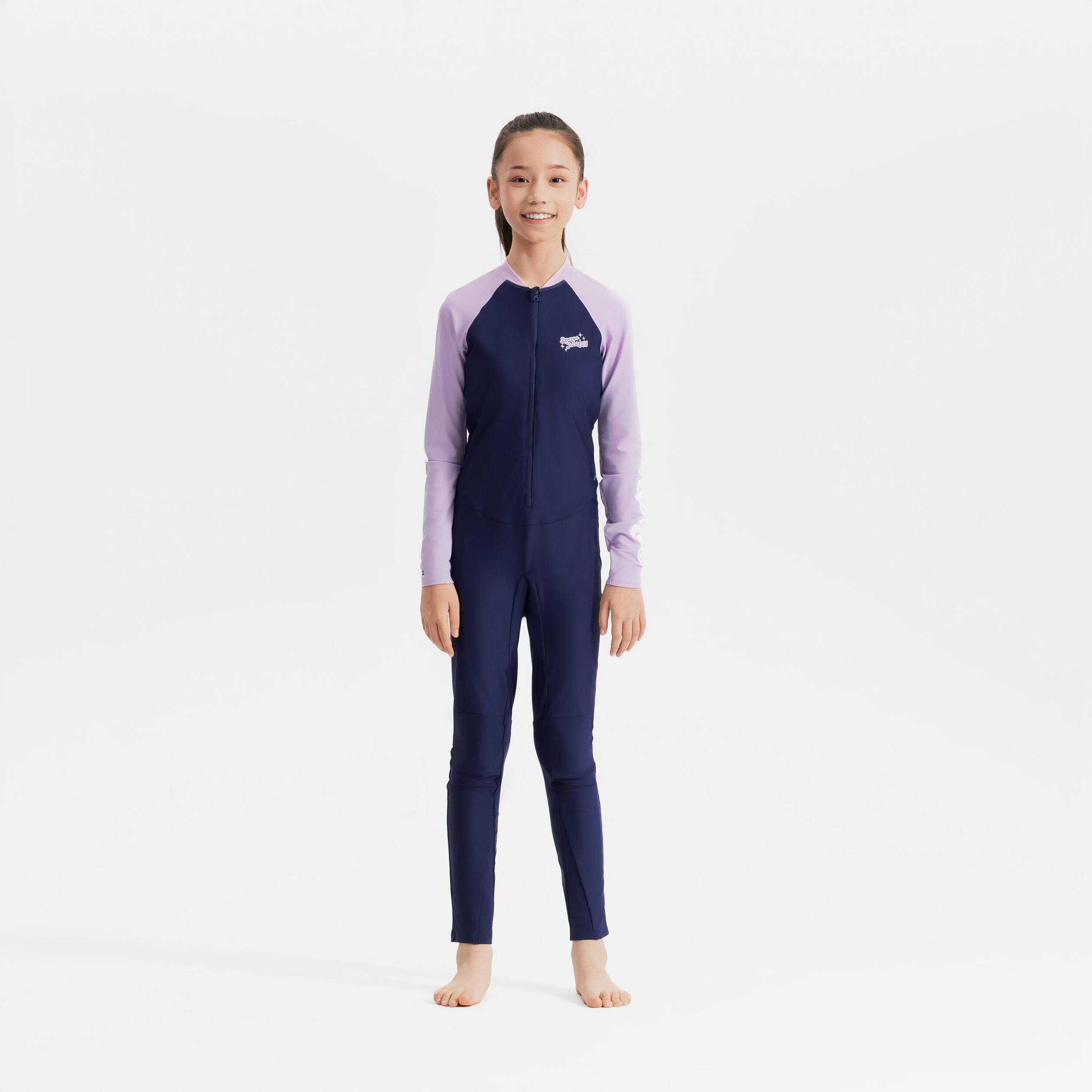 Girls' long sleeve swimsuit UV Combiswim 100 - NAVY/PURP