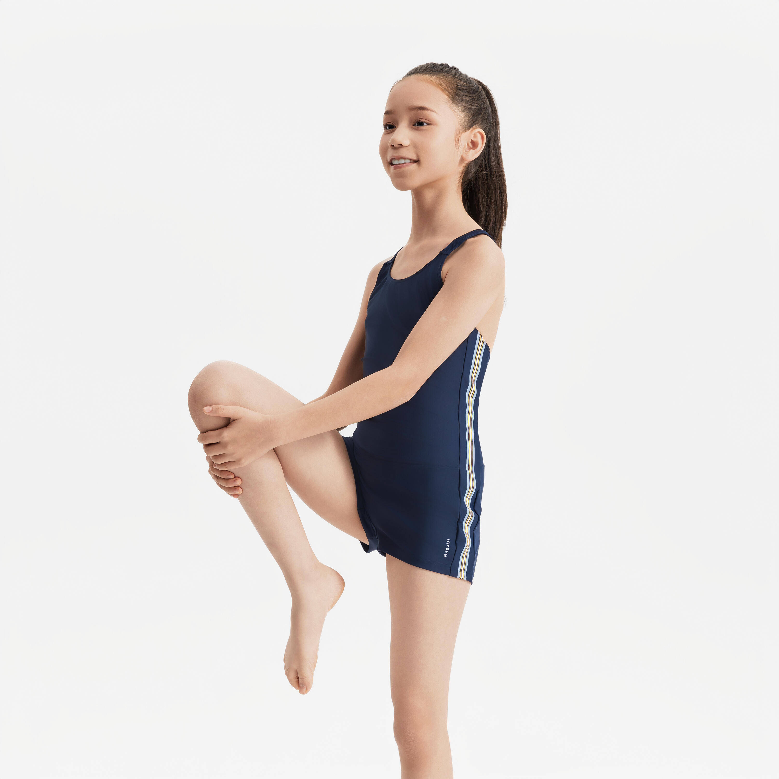 Girls' 1-Piece Shorty Swimsuit Secure Fit & Quick-Dry Blue -  2