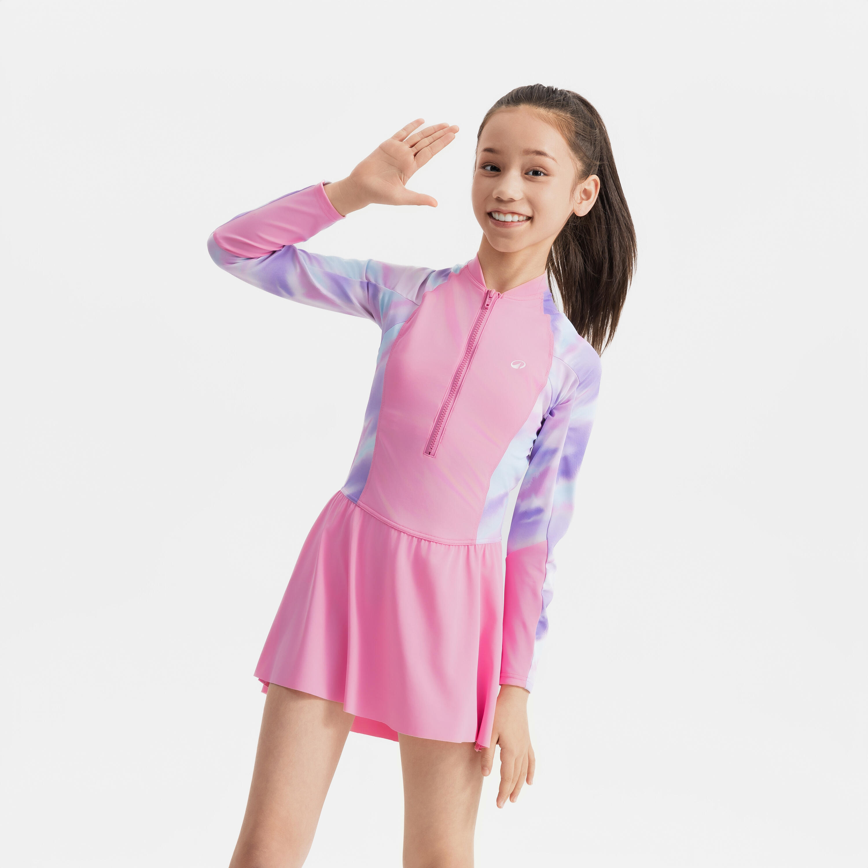 SUZY one-piece long-sleeve skirt swimsuit PURPLE