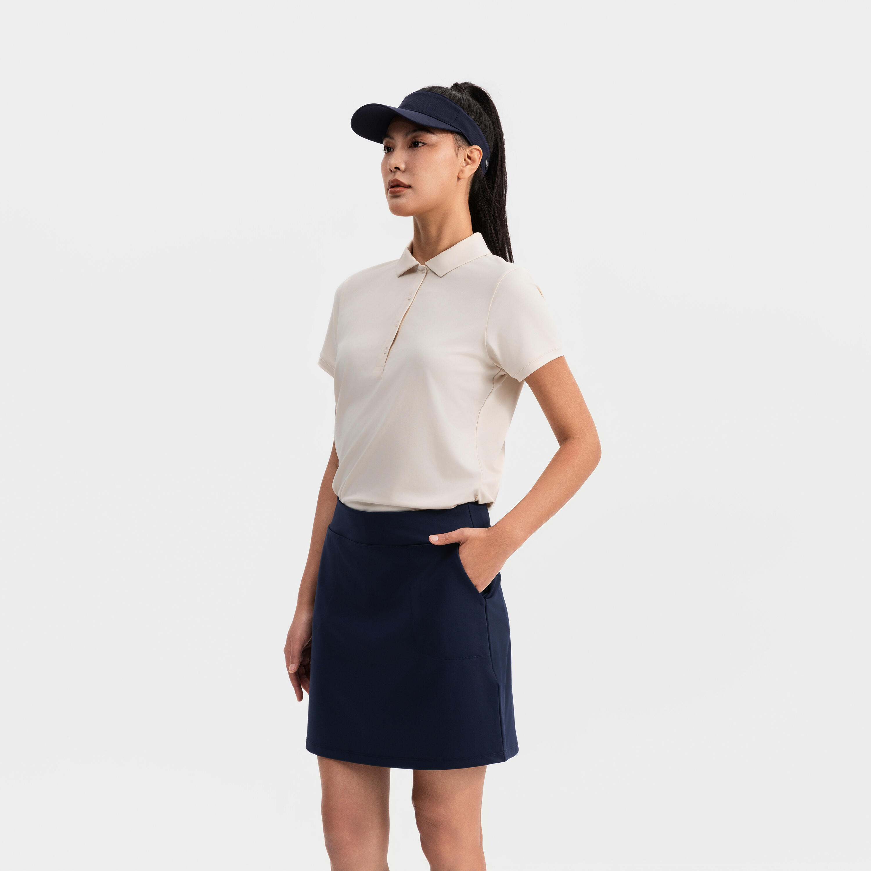 Women’s golf skirt WW500 navy blue