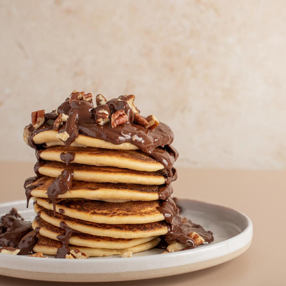 Recette protéinée : pancakes chocolat beurre de cacahuètes