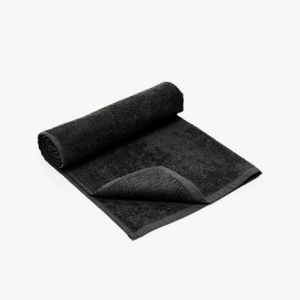 Small black cotton fitness towel folded