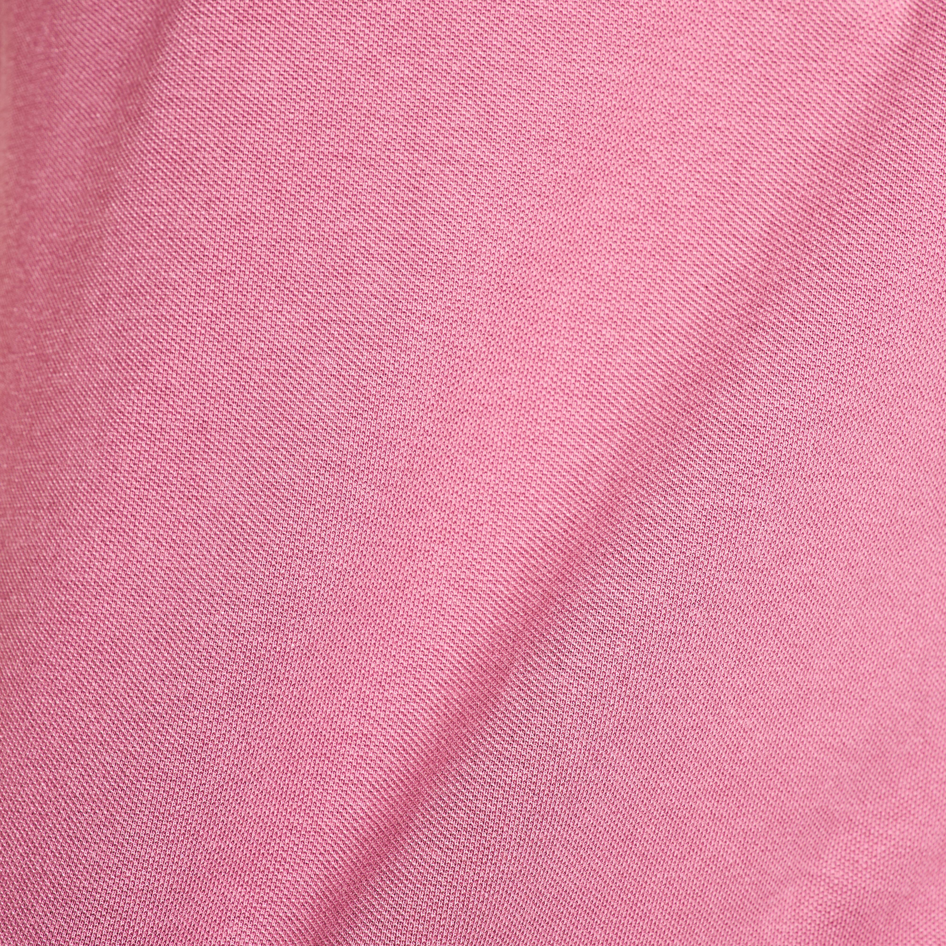 Women’s golf short sleeve polyester cotton polo shirt, MW500 dark pink