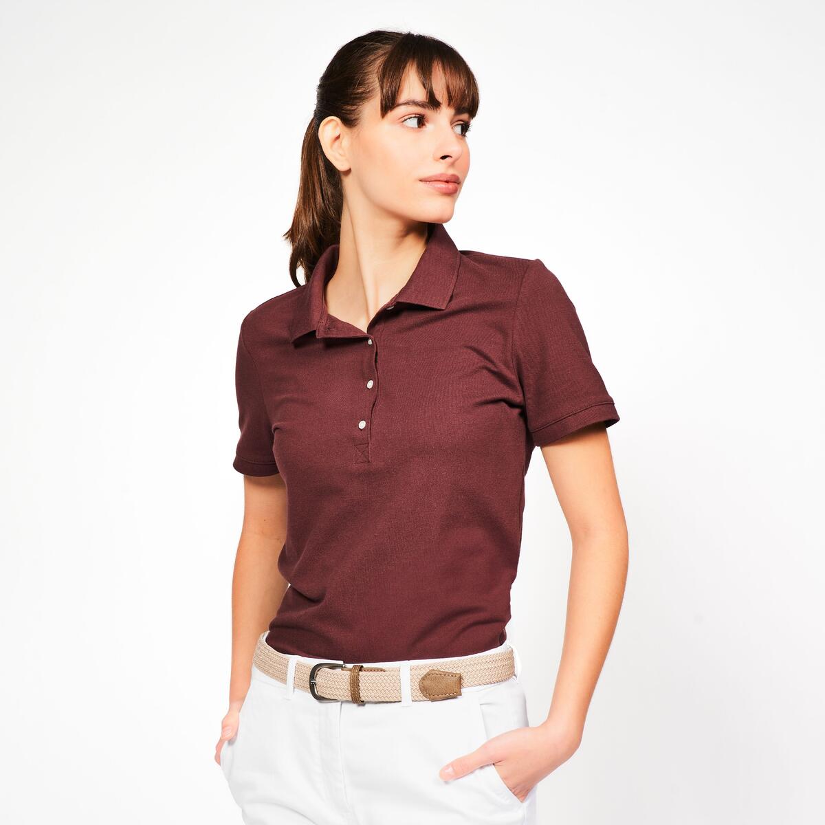 Polo golf en coton polyester manches courtes femme, MW500 marron foncé