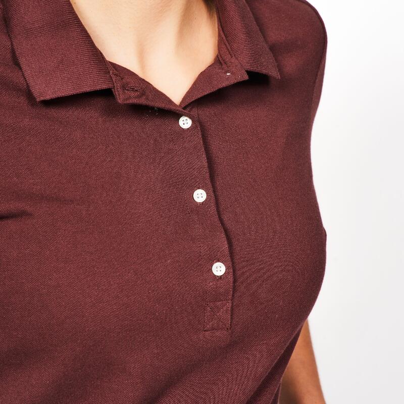 Tricou Polo bumbac și poliester golf MW500 Maro închis Damă