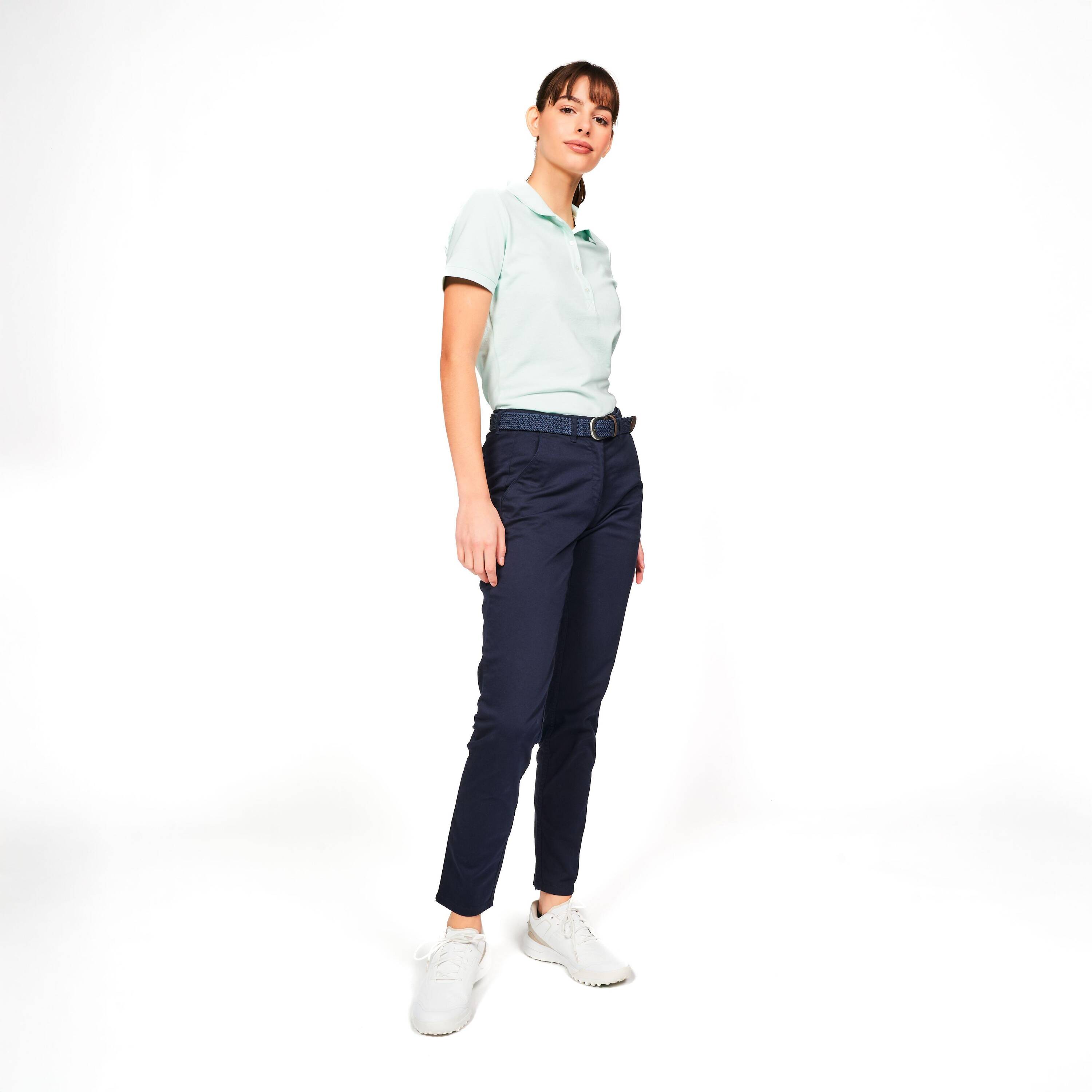 Women golf cotton and polyester short-sleeved polo shirt MW500 pale green -  2