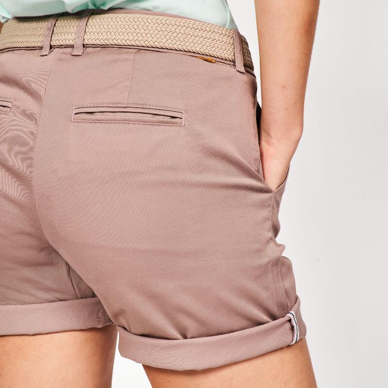 Pantalon scurt chino golf din bumbac MW500 Maro Damă