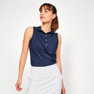 Polo de golf sin mangas mujer, WW500 azul marino