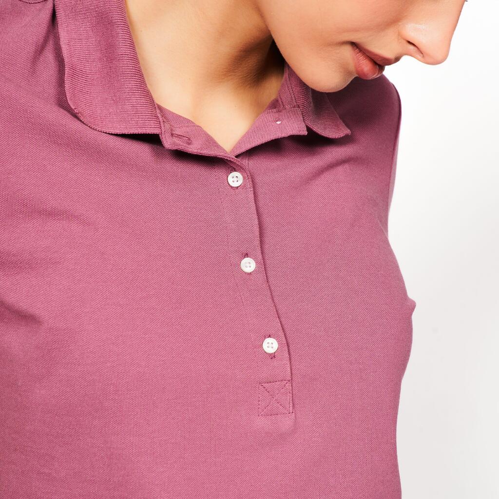 Women’s golf short sleeve polyester cotton polo shirt, MW500 dark brown