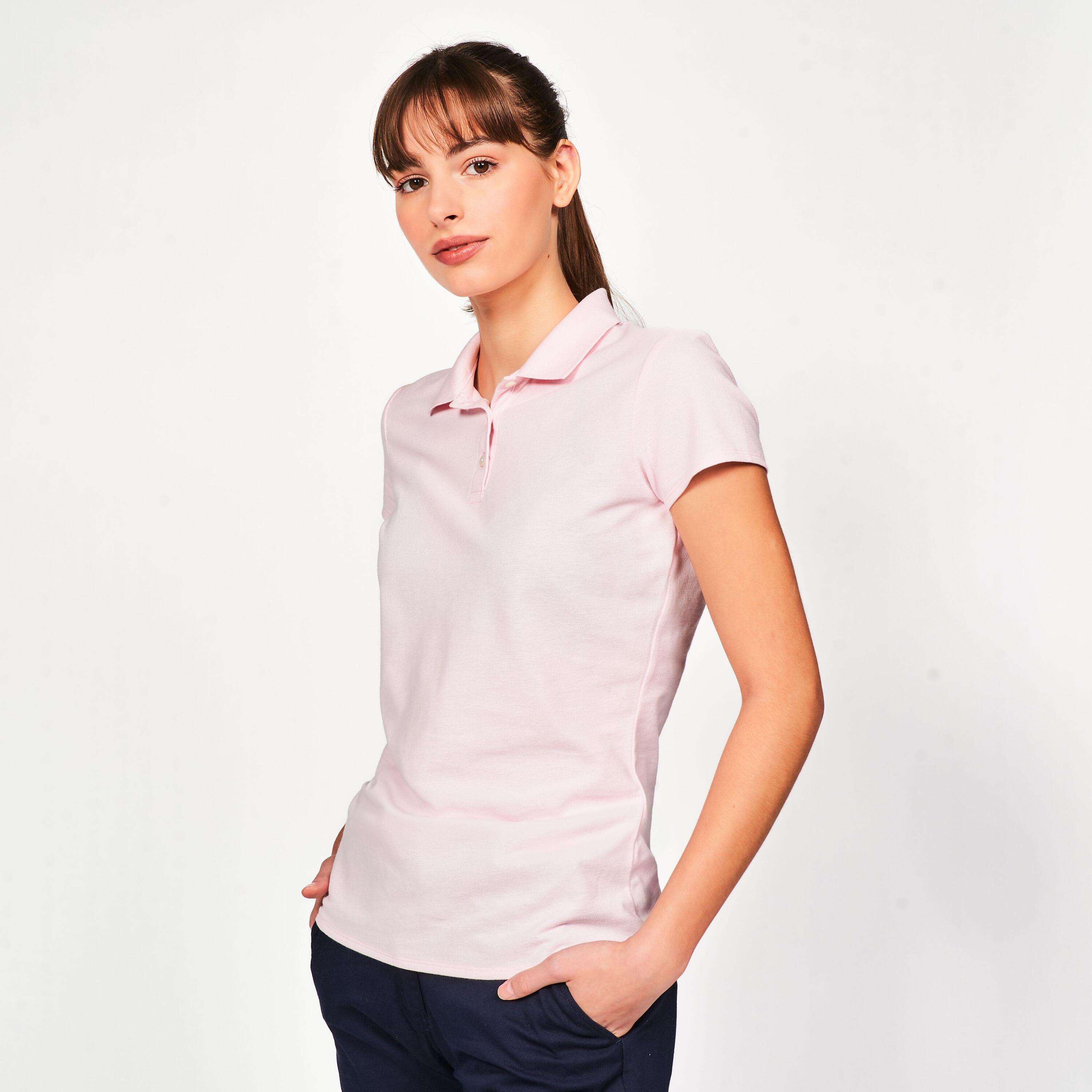 Pantalón de golf de algodón azul marino para mujer MW500 7/20