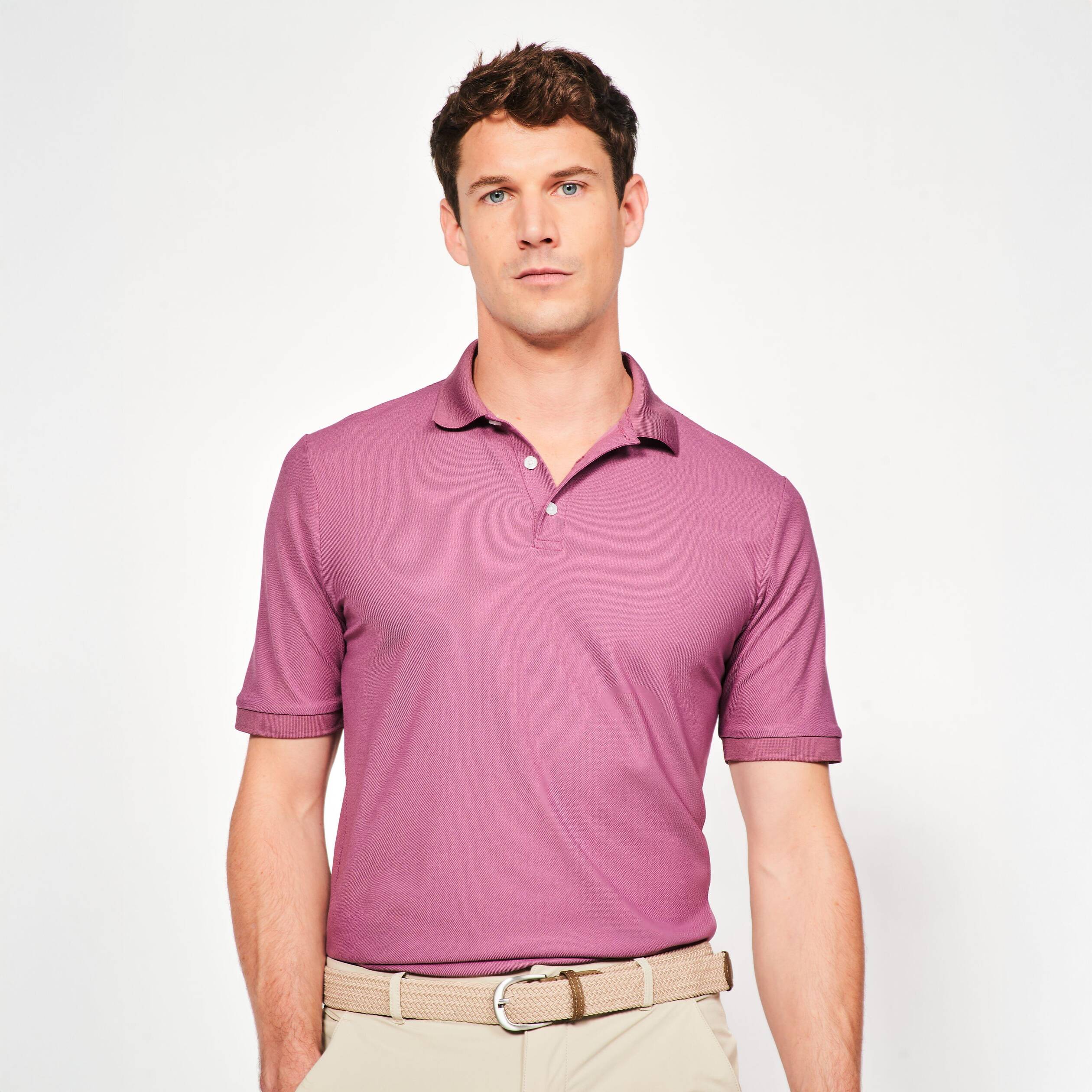 Men's short-sleeved golf polo shirt - WW500 burgundy