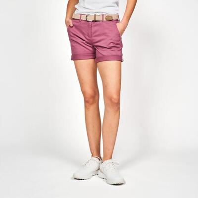 Golf chino short katoen dames mw500 paarsgrijs