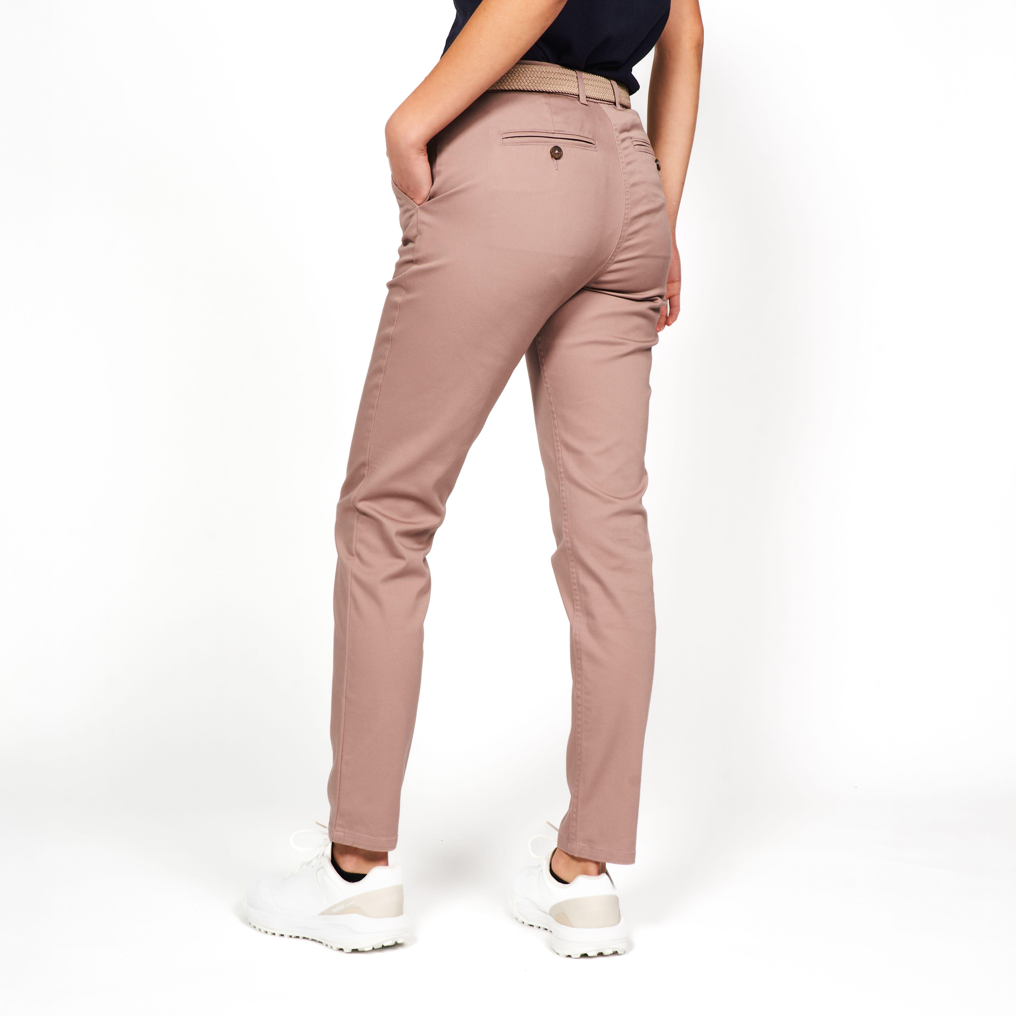 INESIS Dámske bavlnené golfové chino nohavice MW500 hnedé M (L31) · záber 5
