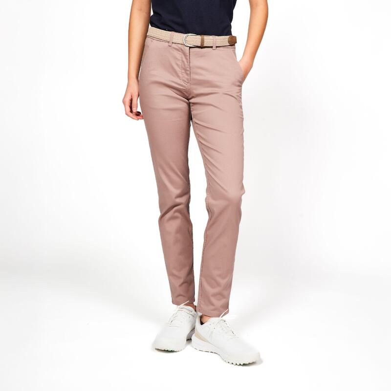 Pantalon chino de golf coton femme, quartz rose