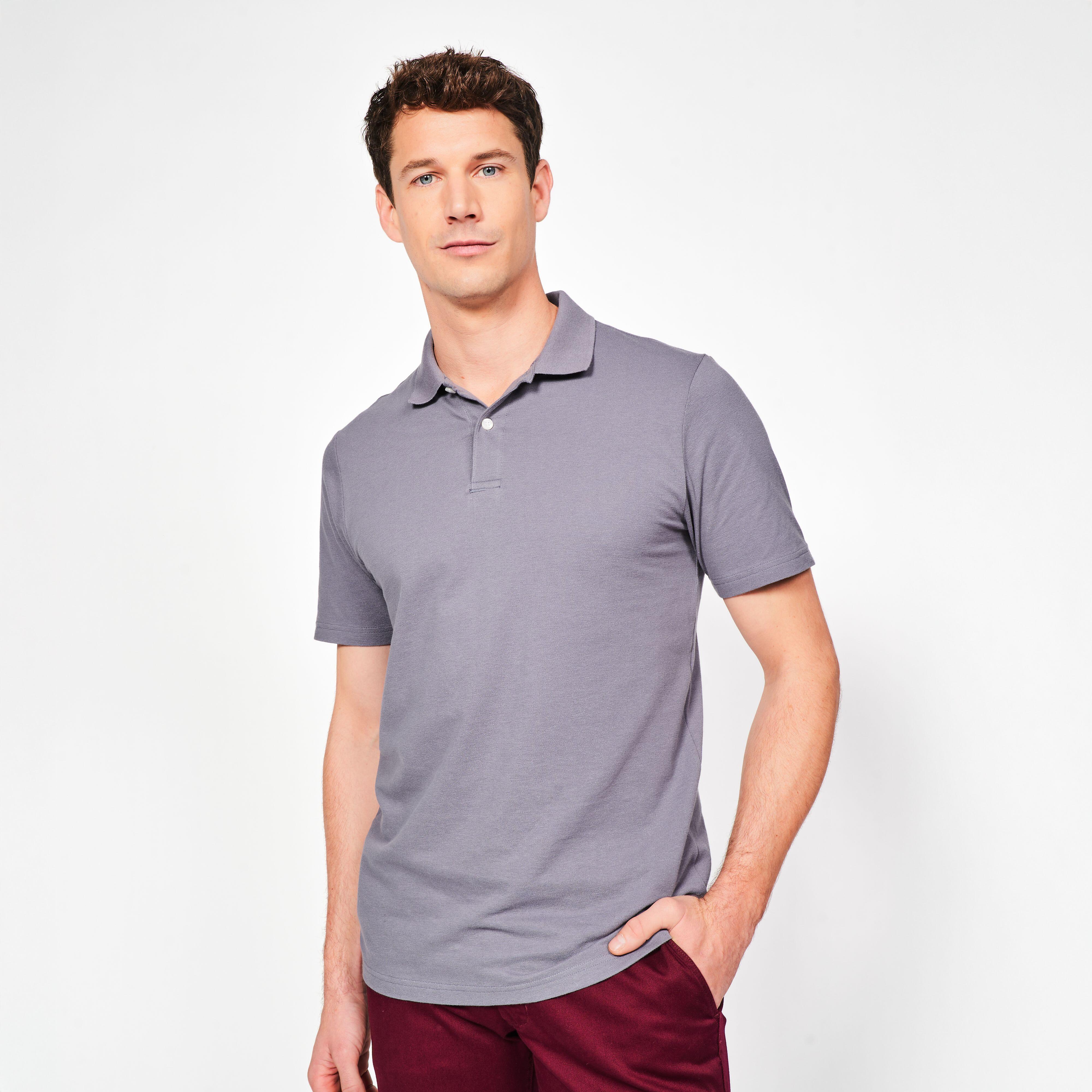 Men’s golf 100% cotton short sleeve polo shirt, MW100 grey