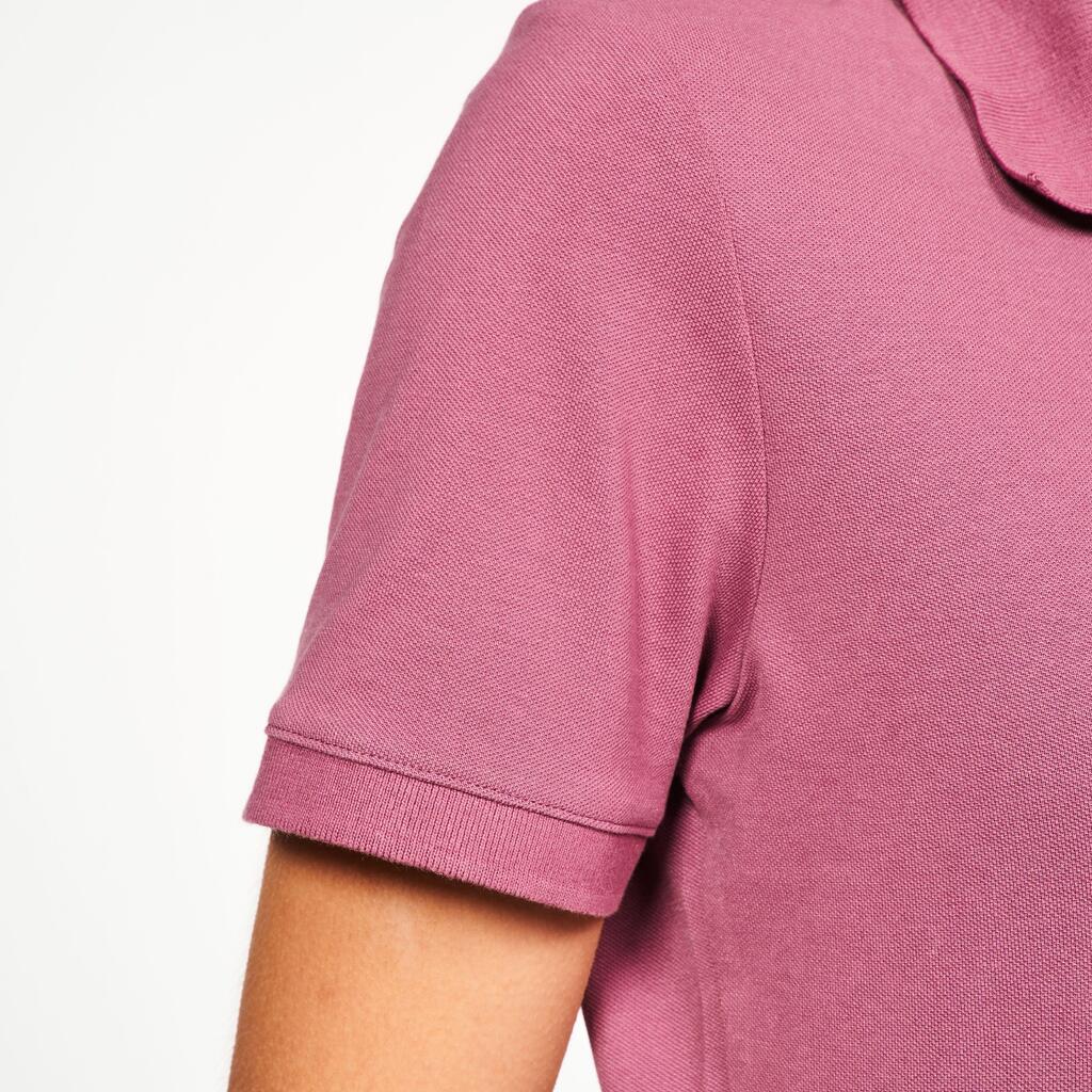 Polo majica kratkih rukava za golf MW500 pamučna ženska - tamnosmeđa
