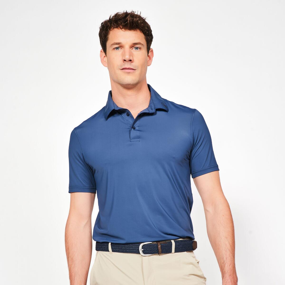 Polo de golf synthétique respirant manches courtes homme, WW900 bleu marine
