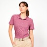 Women’s golf short sleeve polyester cotton polo shirt, MW500 dark pink