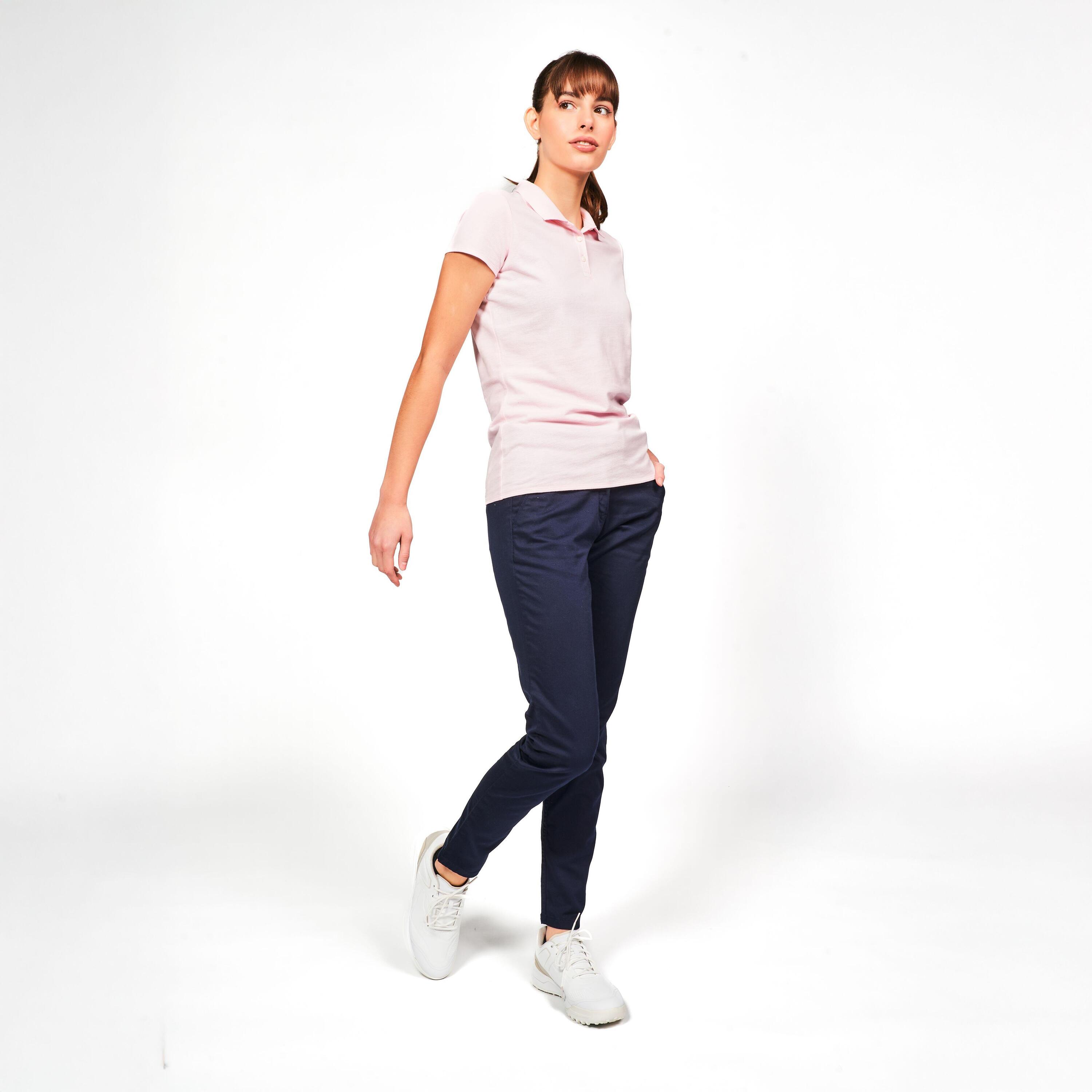 Pantalón de golf de algodón azul marino para mujer MW500 9/20