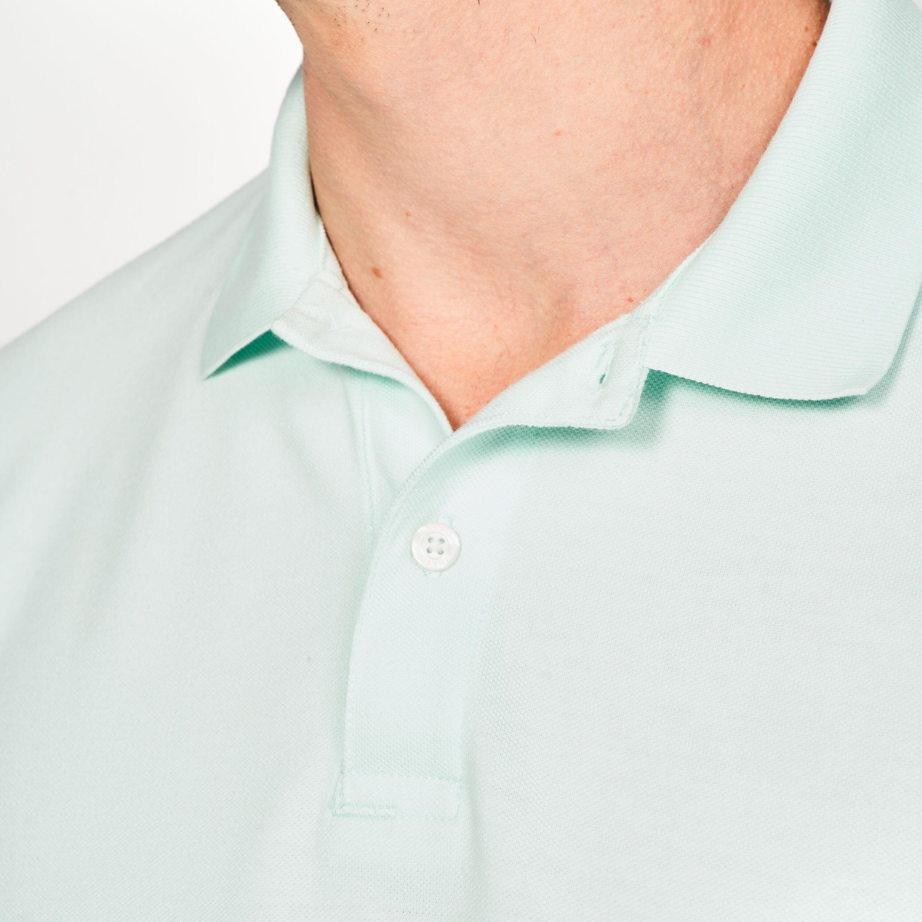 Polo de golf de algodón y poliéster manga corta hombre, MW500 verde claro 3/6