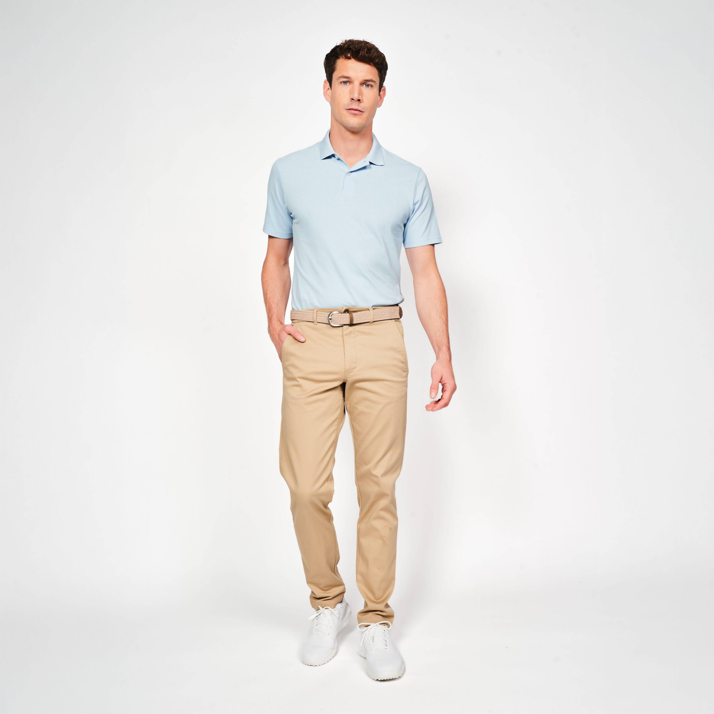 Men’s golf 100% cotton short sleeve polo shirt, MW100 SKY BLUE -  2