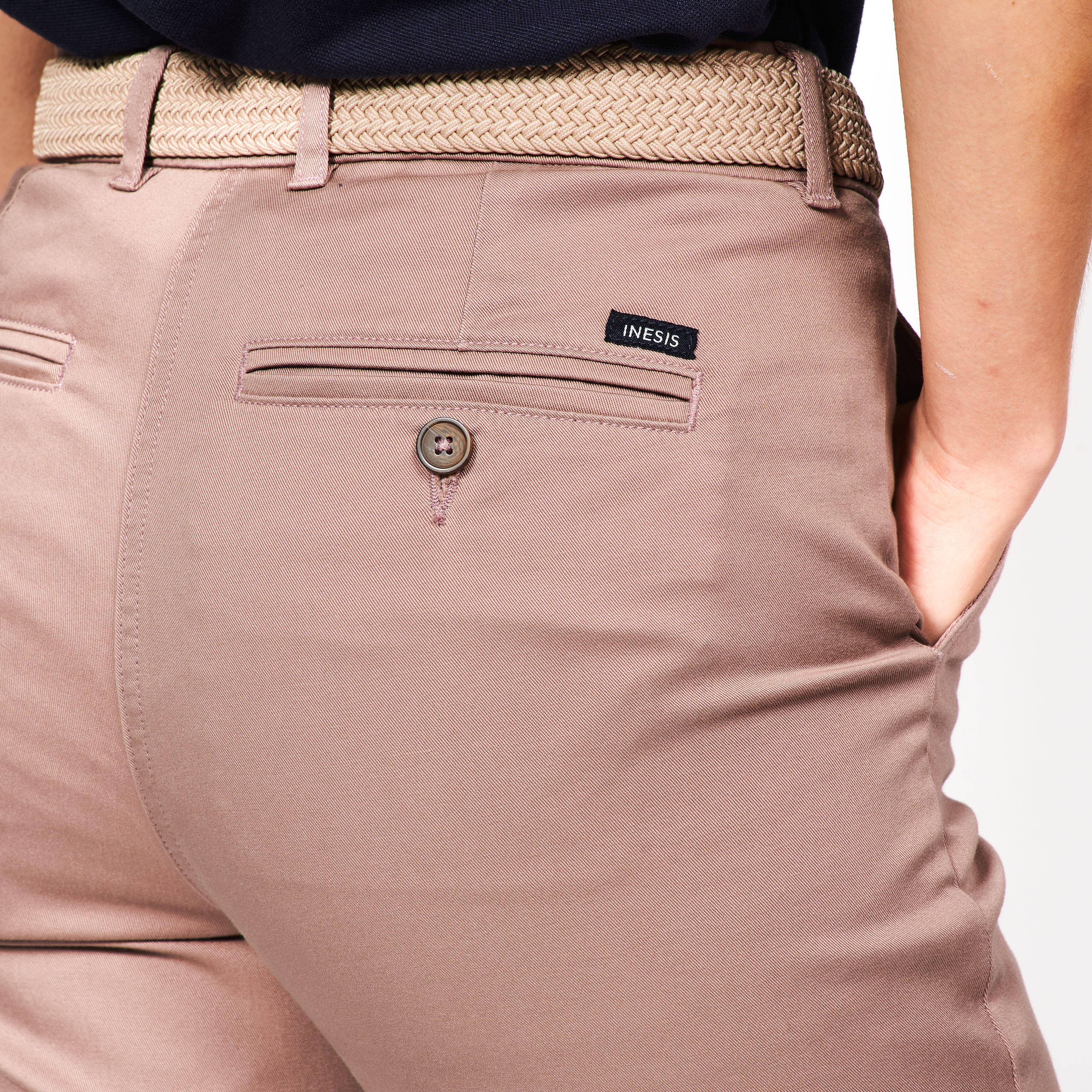 INESIS Dámske bavlnené golfové chino nohavice MW500 hnedé M (L31) · záber 6