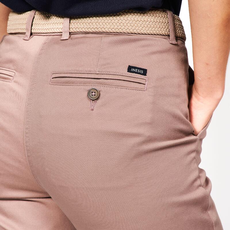 Pantalon chino de golf coton femme, MW500 marron
