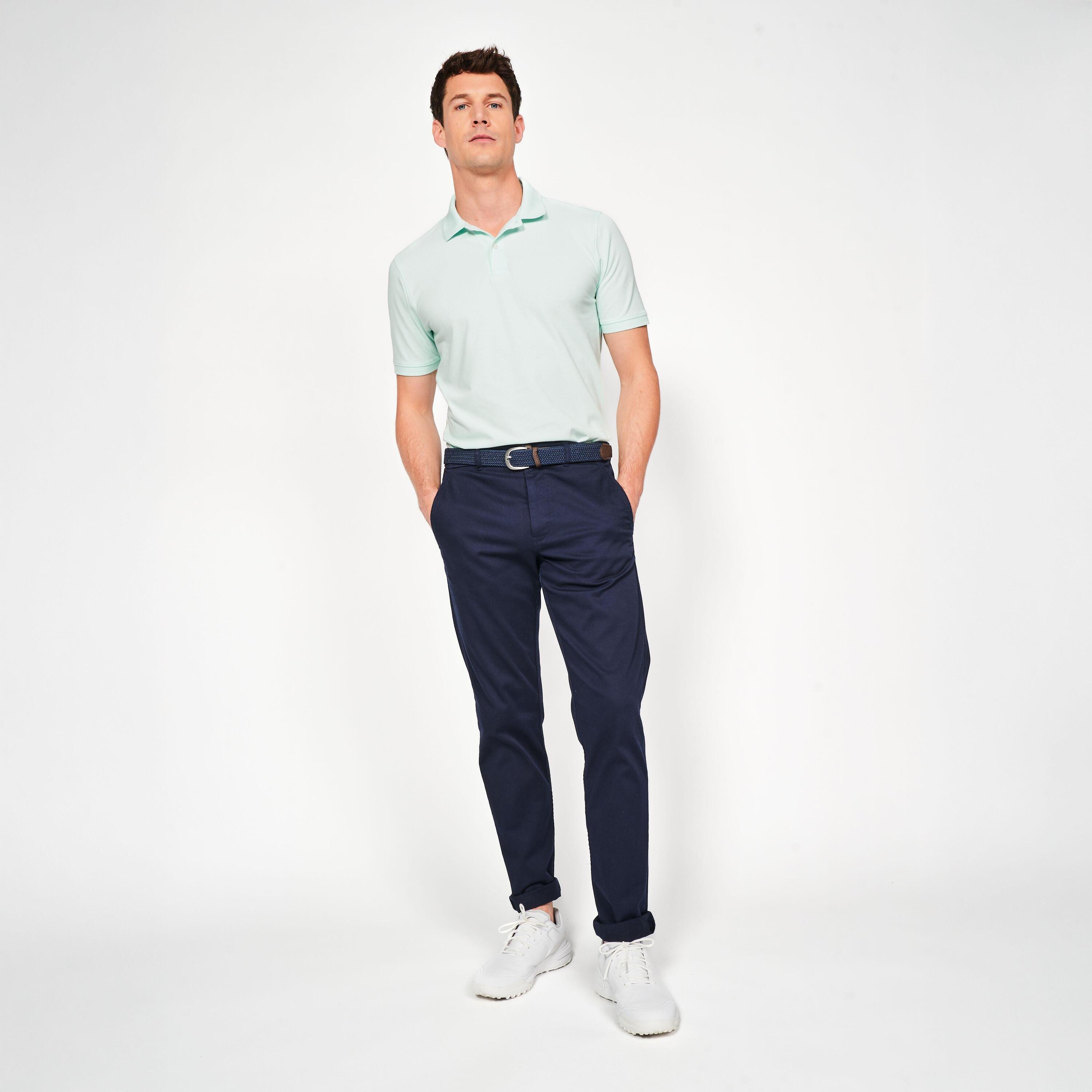 Polo de golf de algodón y poliéster manga corta hombre, MW500 verde claro 2/6
