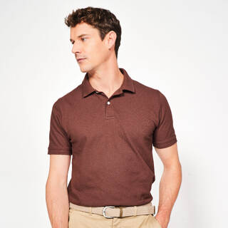 Men’s golf cotton and polyester short-sleeved polo shirt - MW500 Brown