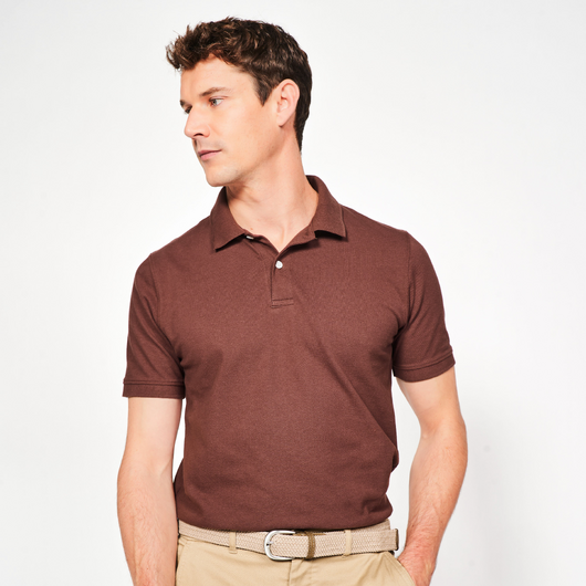 Polo de golf en coton polyester manches courtes homme, MW500 marron