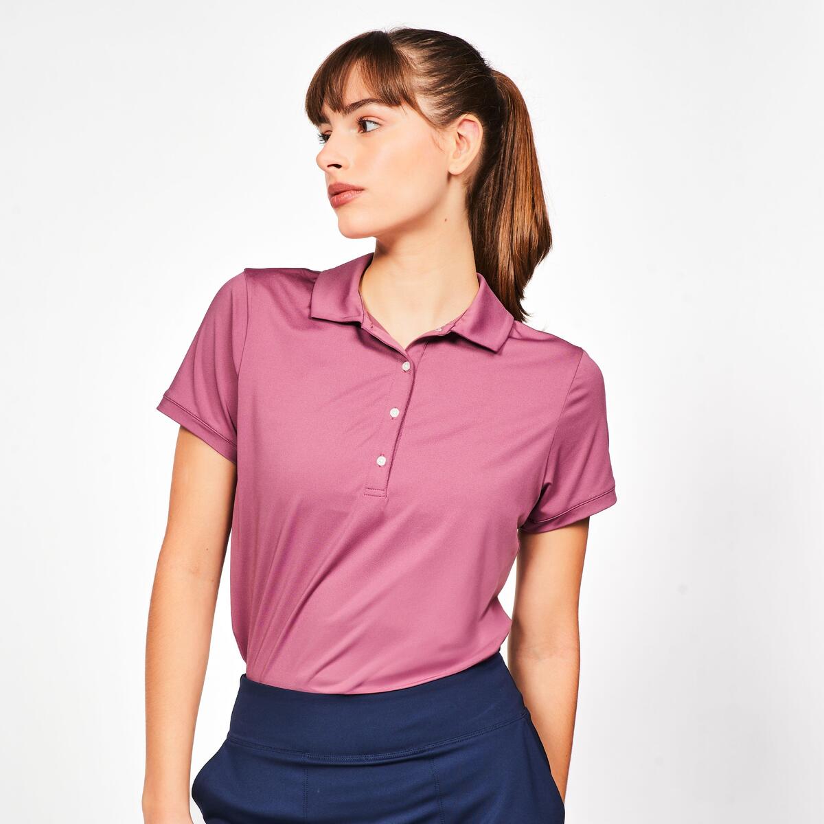 Polo golf manches courtes femme, WW500 rose foncé