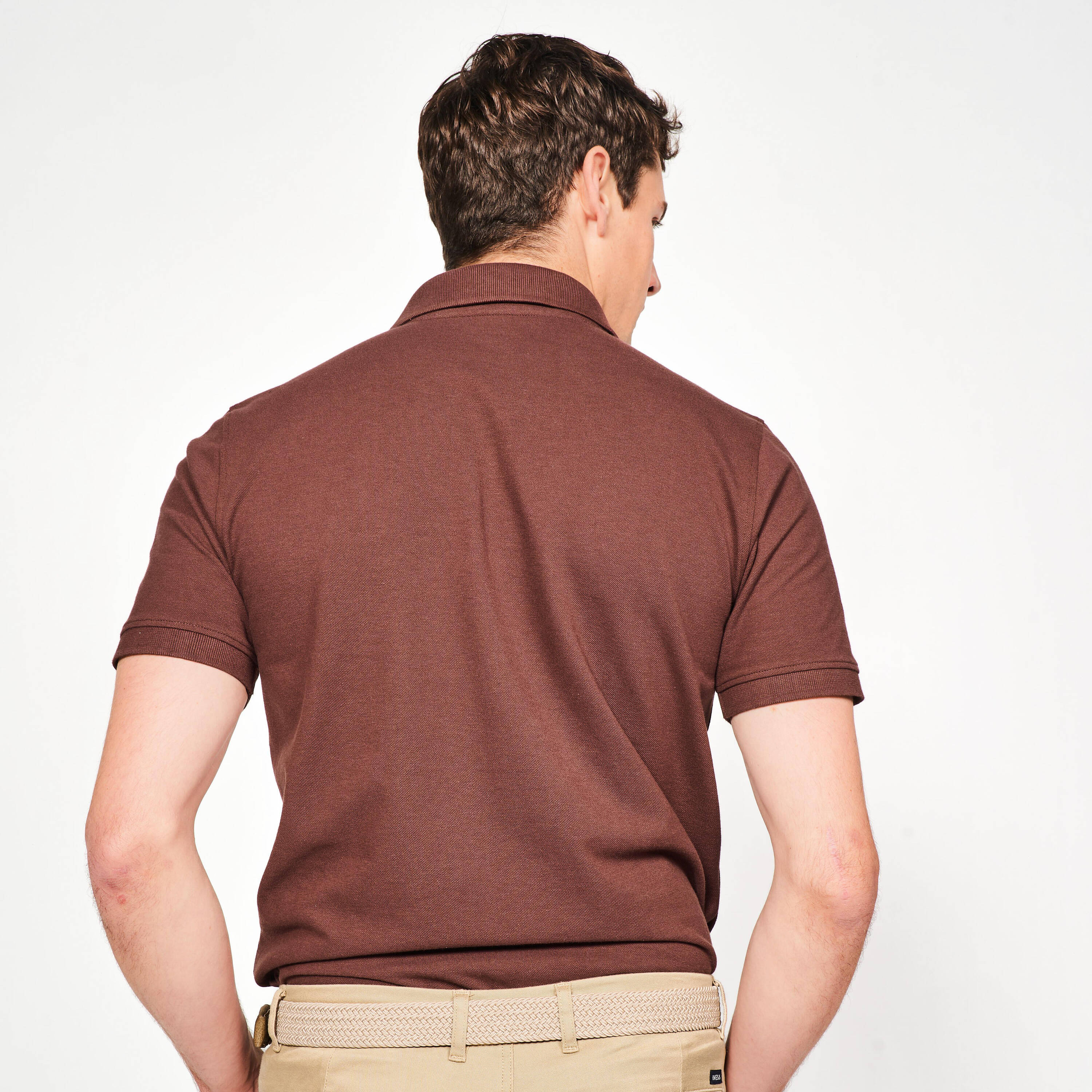 Men’s golf cotton and polyester short-sleeved polo shirt - MW500 Brown -  4