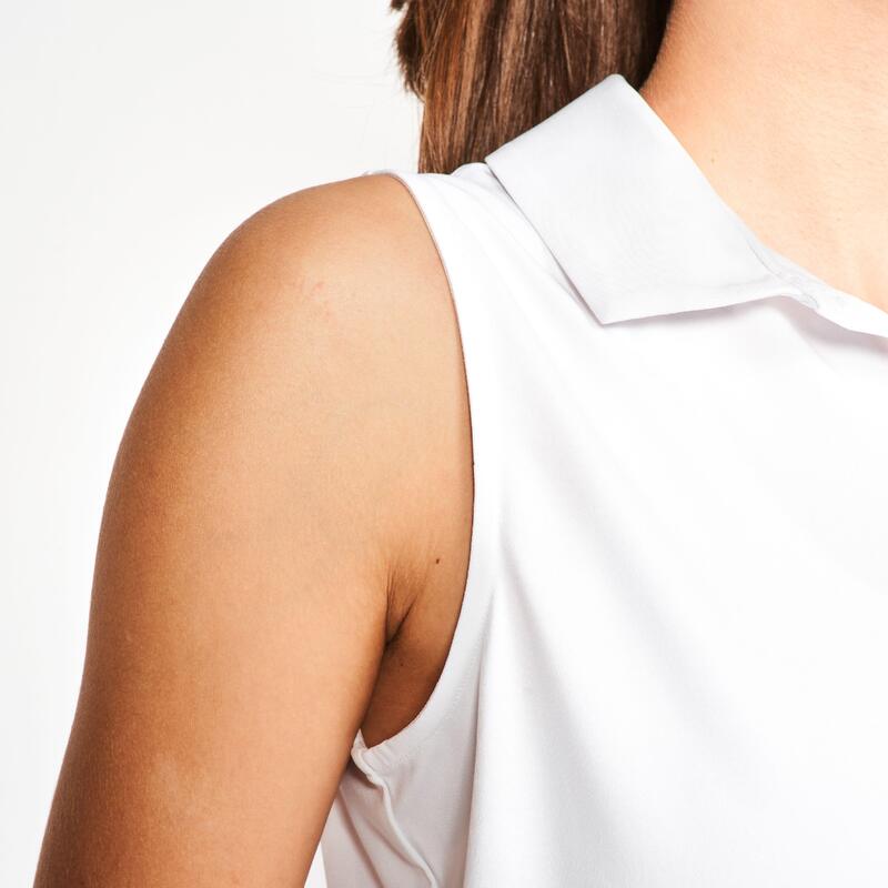 Polo de golf débardeur sans manches femme, WW500 blanc