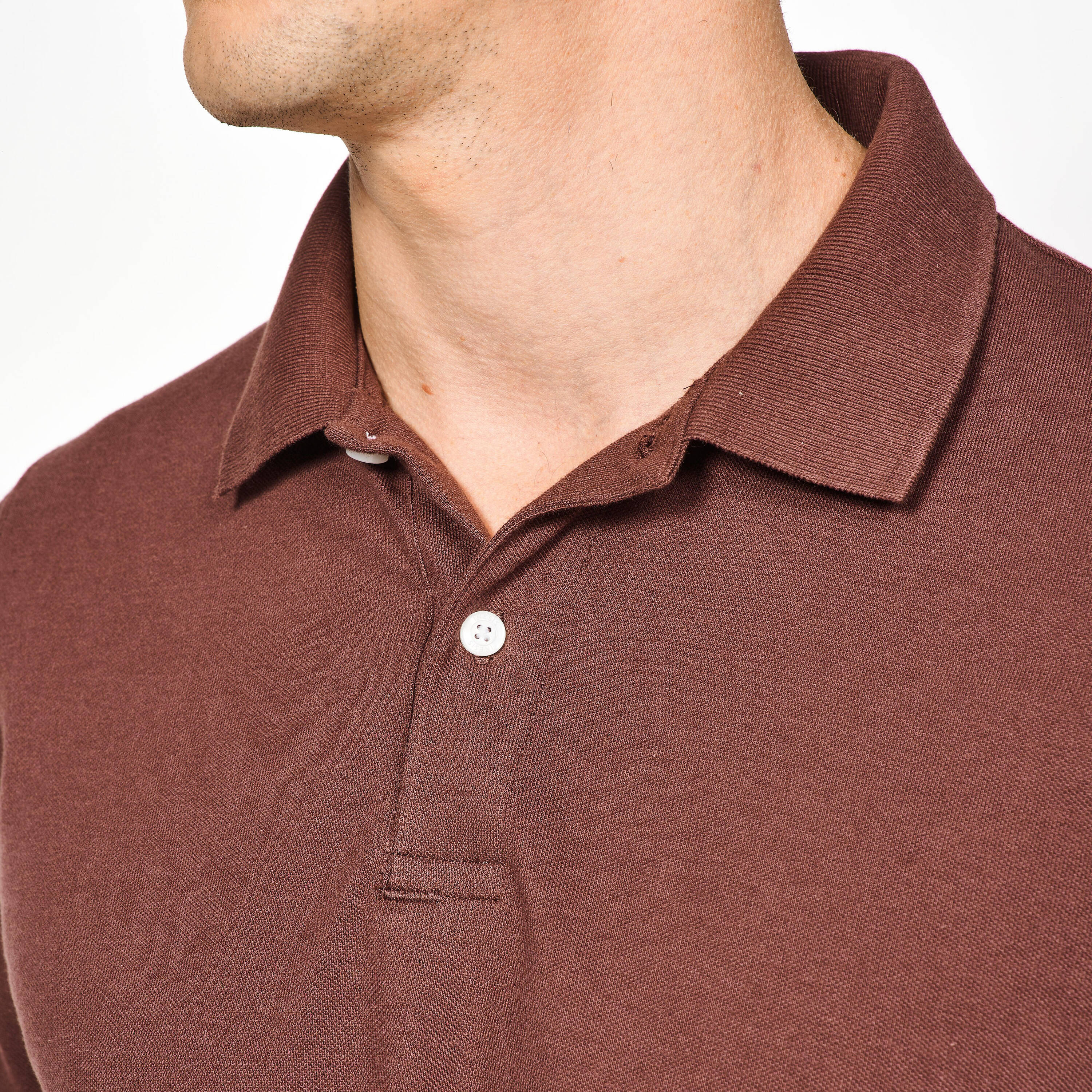Men’s golf cotton and polyester short-sleeved polo shirt - MW500 Brown -  3
