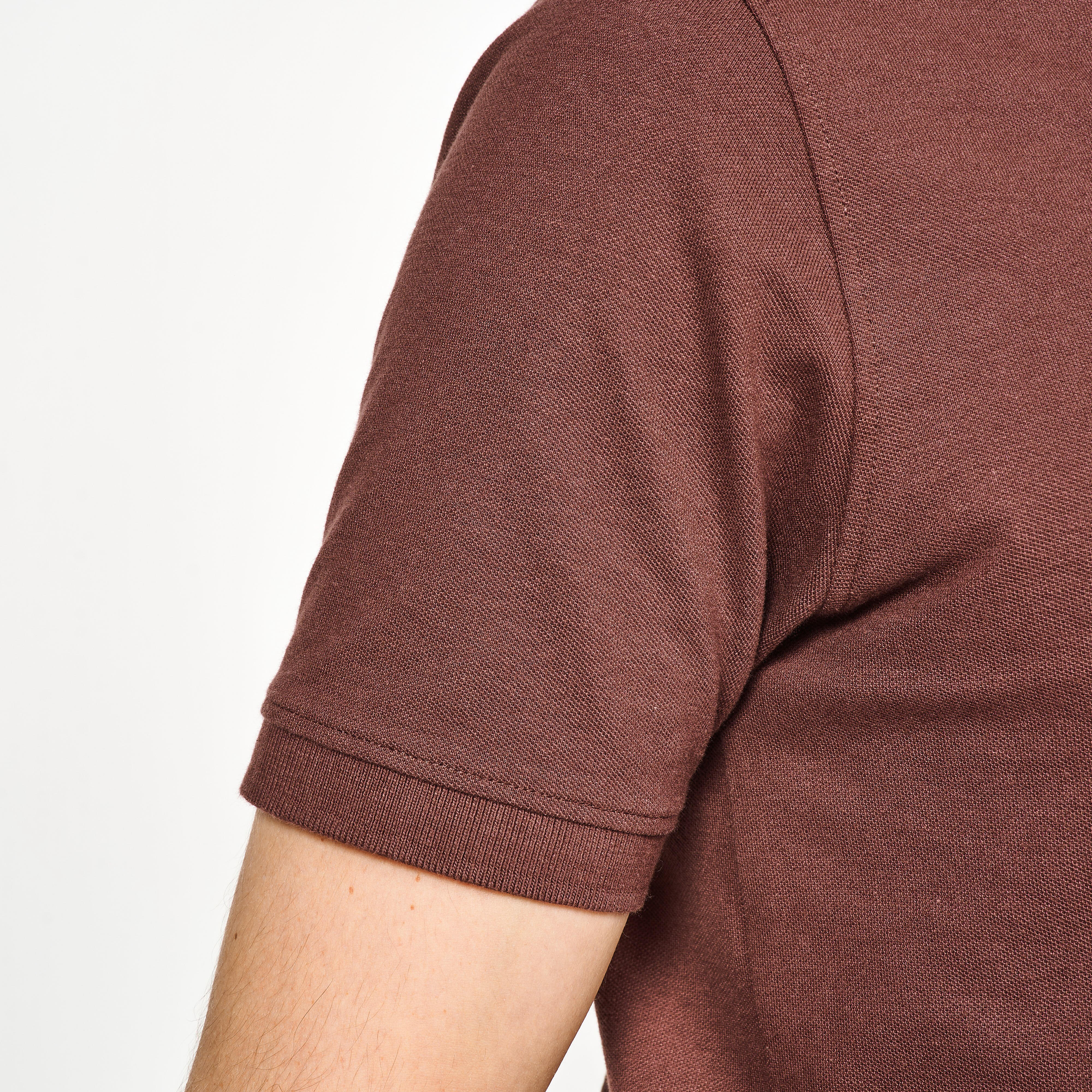 Men’s golf cotton and polyester short-sleeved polo shirt - MW500 brown