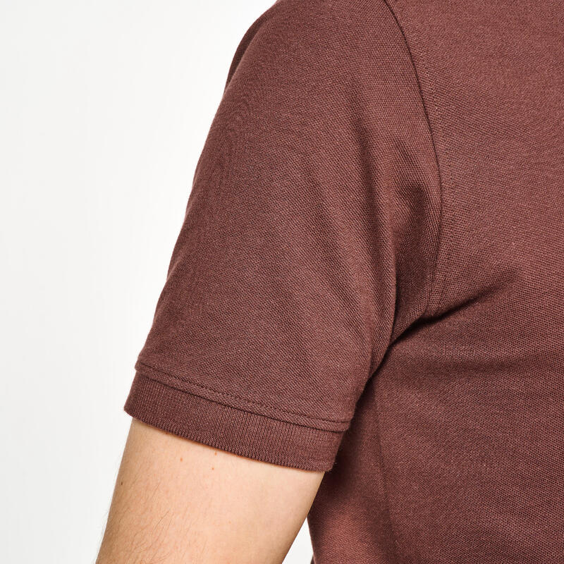 Polo de golf en coton manches courtes homme - MW500 marron
