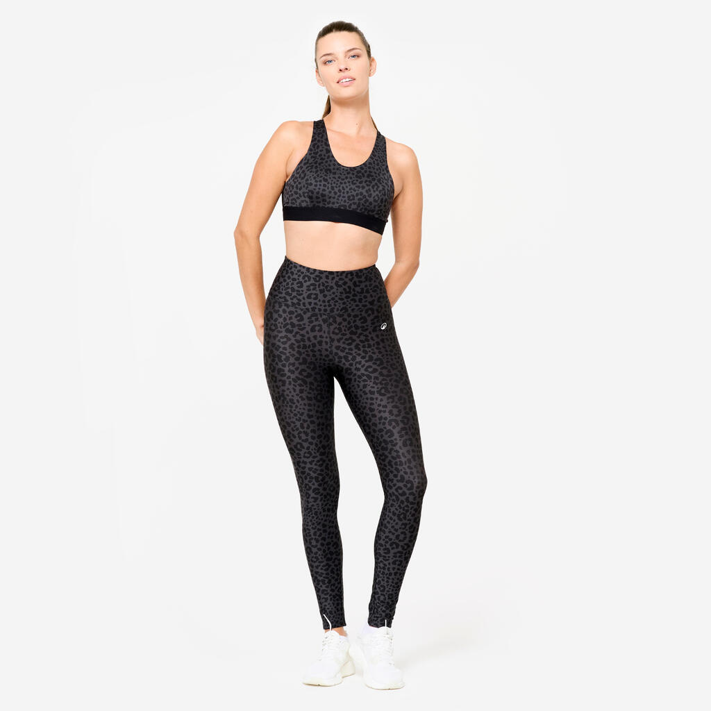Women's Medium Support Racer Back Sports Bra with Cups - Multicolour Print
