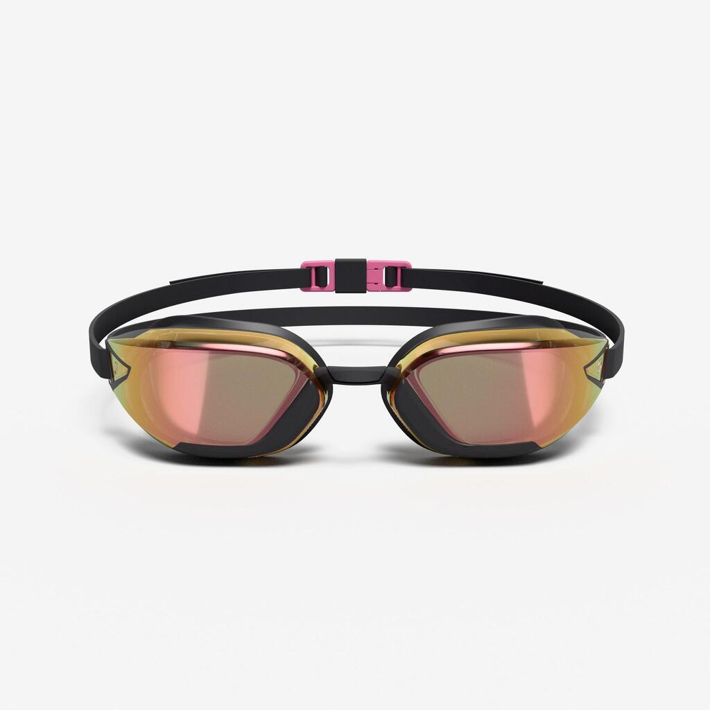 Goggles de natación negros con cristales de espejo rosa azalea unitalla Bfast