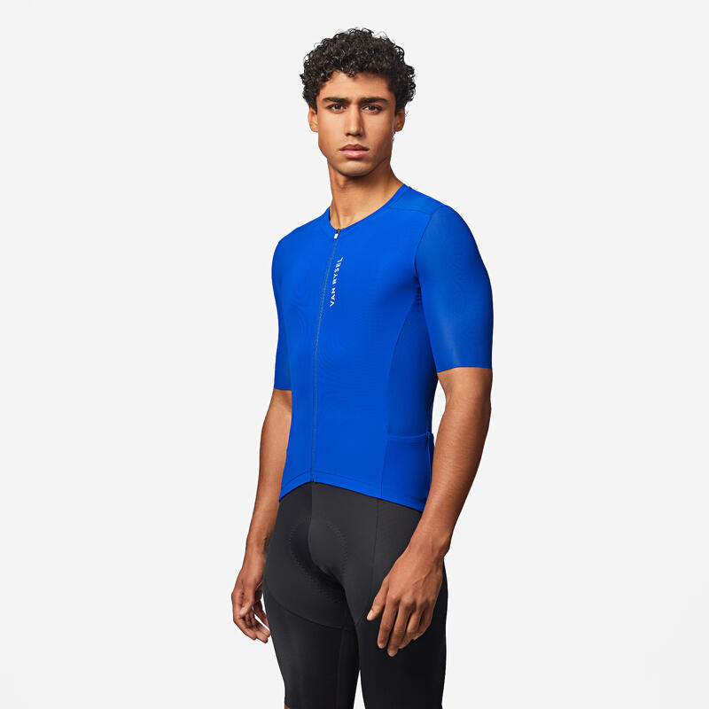 Tricou ciclism șosea vară unisex RACER 2 Albastru
