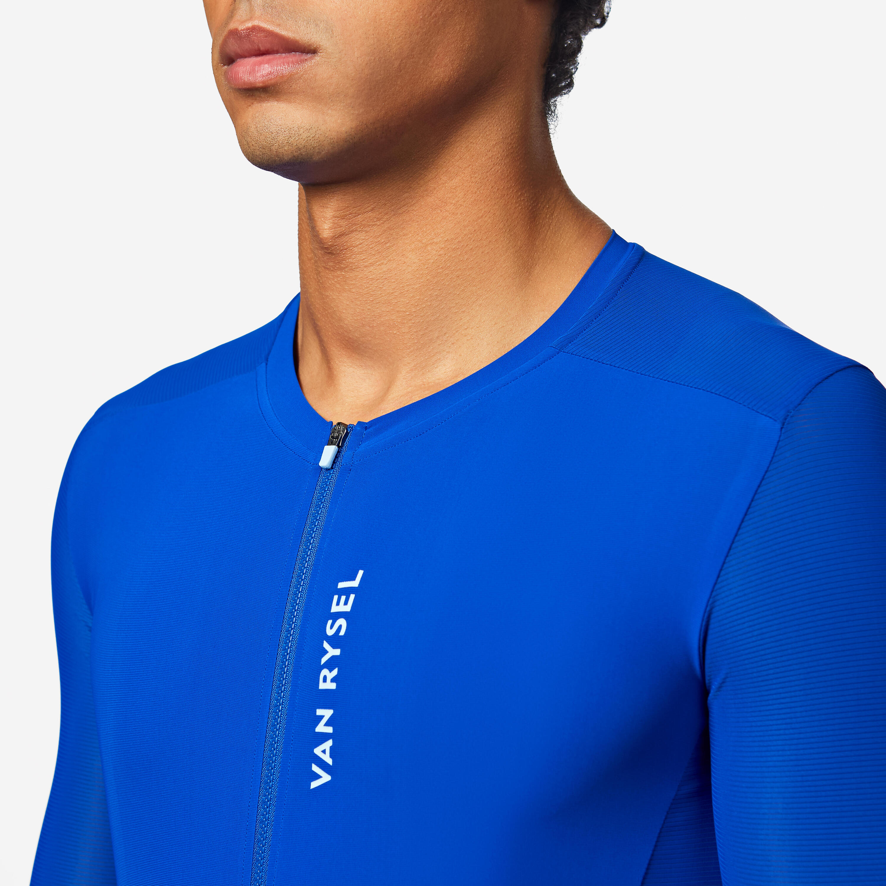 Uniseks wielrenshirt met korte mouwen RACER 2 zomer blauw 7/9