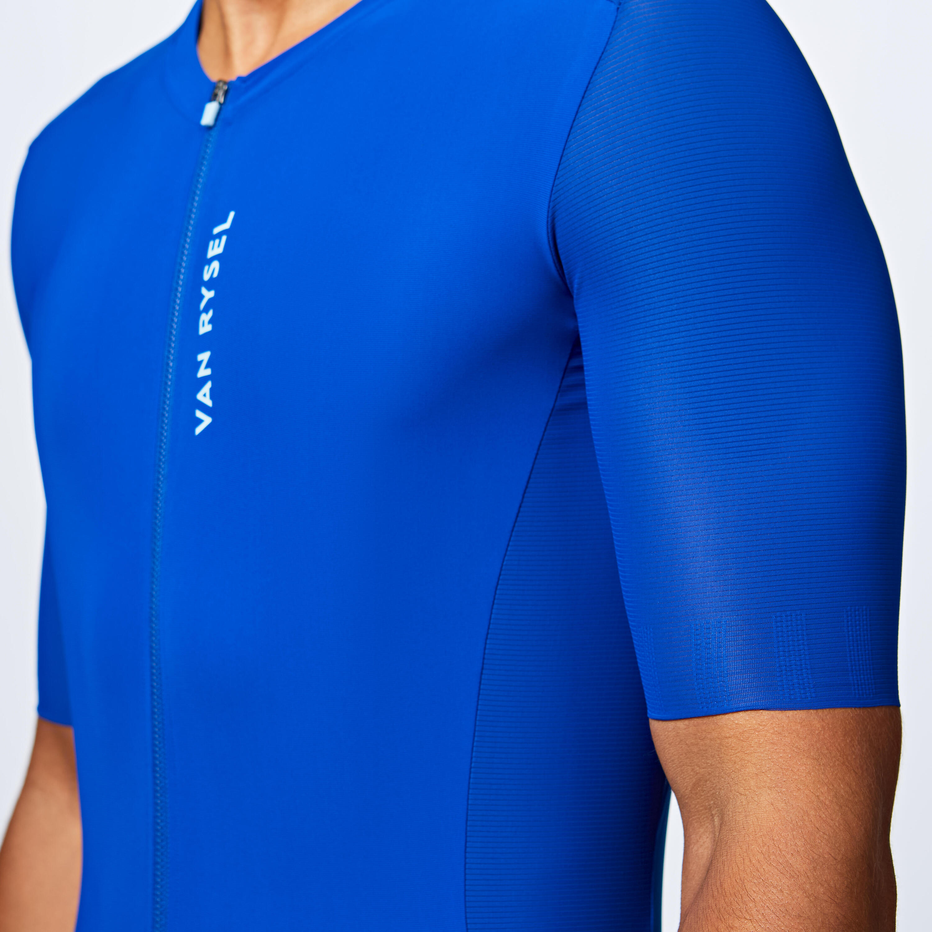 Uniseks wielrenshirt met korte mouwen RACER 2 zomer blauw 8/9