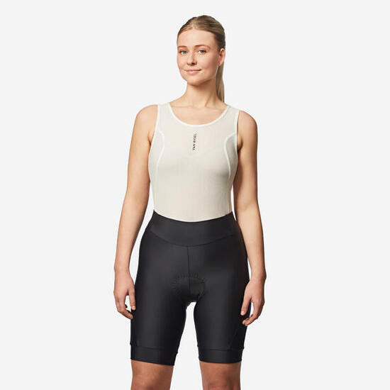Rennradhose Damen kurz ohne Träger Sommer "Discover" dunkelrot