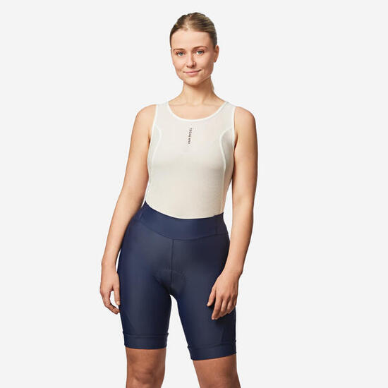 Rennradhose Damen kurz ohne Träger Sommer "Discover" dunkelrot