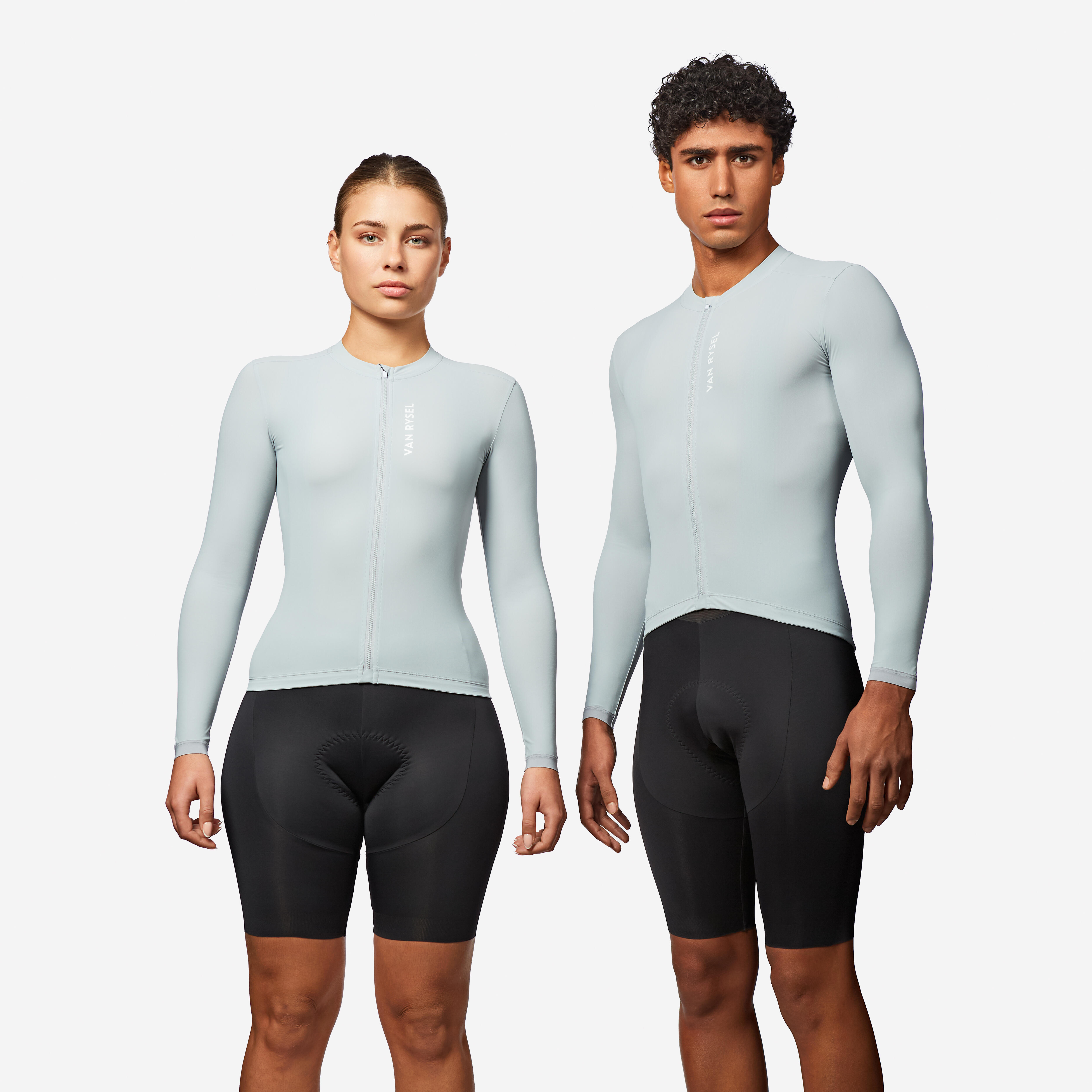 VAN RYSEL Unisex letný cyklistický dres RCR dlhý rukáv sivý L