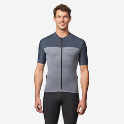 Maillot vélo route manches courtes été ajusté homme - EDR 2 blanc marinière