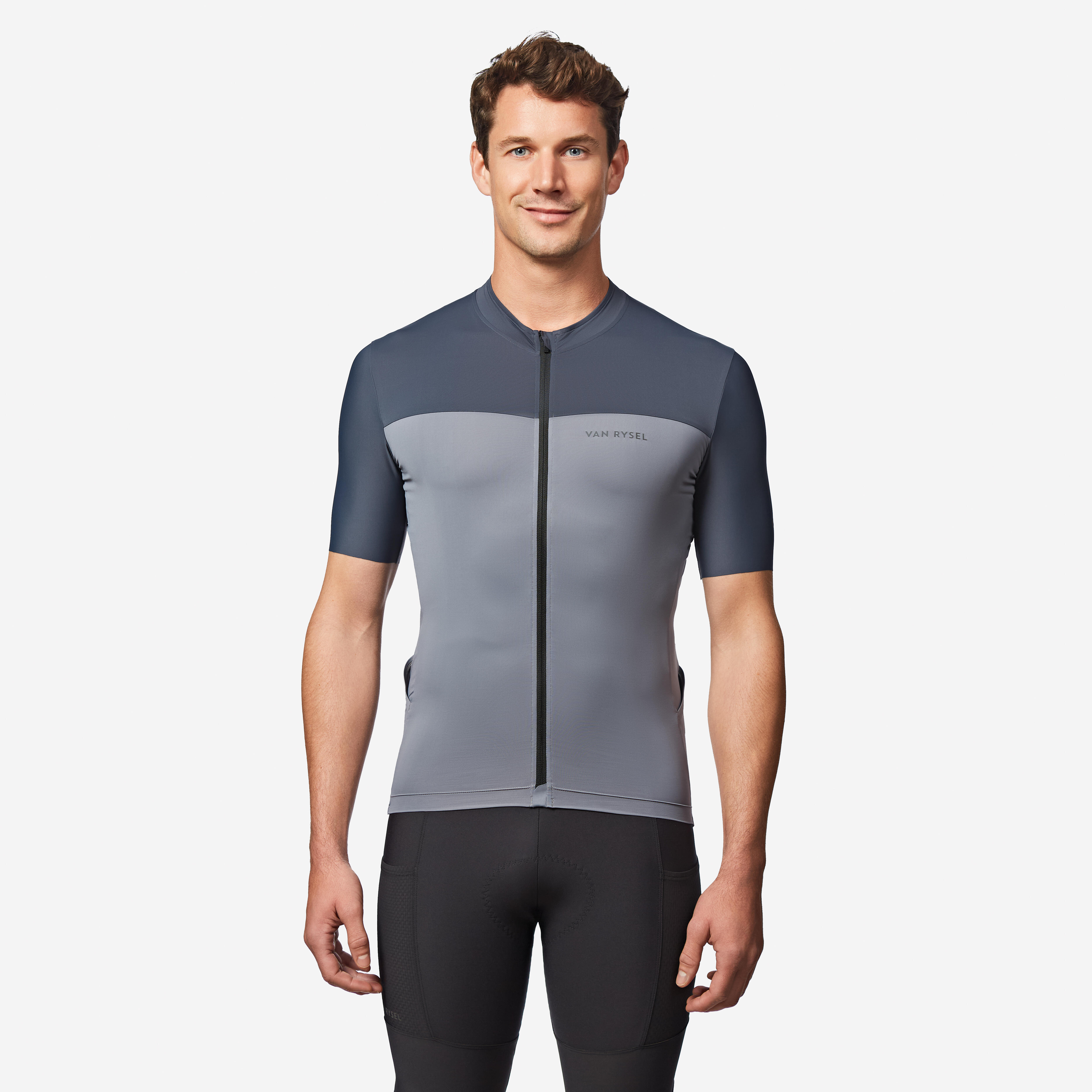 Tricou ciclism pe șosea vară Slim fit EDR 2 Gri Bărbați